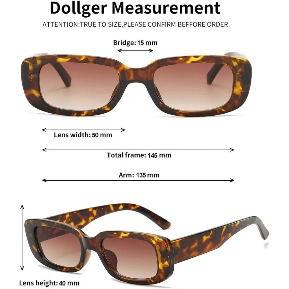 Trendy Rectangle Leopard Brown Sunglasses Women Men Retro Square Fashion Shades